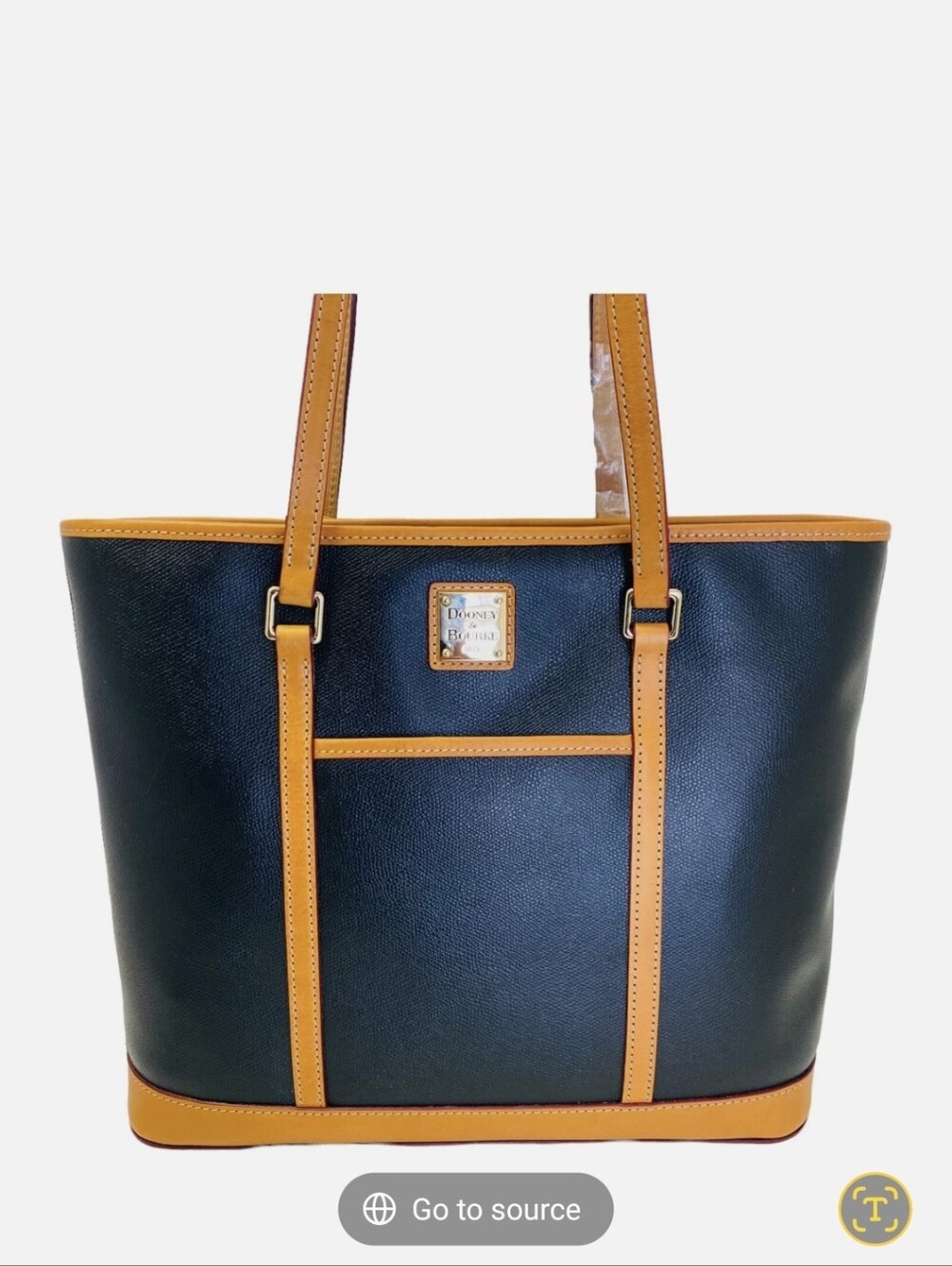 Dooney & Bourke Whitney Blue and Tan Leather Trim Tote